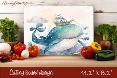 Whales Beach stained glass - cutting board design Product Image 1