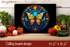 Summer butterfly stained glass - cutting board design Product Image 1