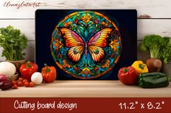 Summer butterfly stained glass - cutting board design Product Image 1