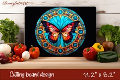 Summer butterfly stained glass - cutting board design Product Image 1