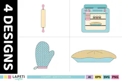 Pastel rolling pin clipart for baking and kitchen projects
