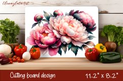 Flowers Cutting Board Design. Garden peonies Cutting Board Product Image 1