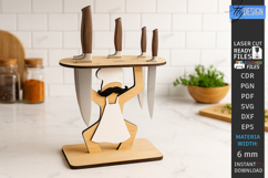Kitchen Knife Stand Laser Cut|Knife Holder Stand|Kitchen SVG Product Image 1
