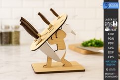 Kitchen Knife Stand Laser Cut|Knife Holder Stand|Kitchen SVG Product Image 1