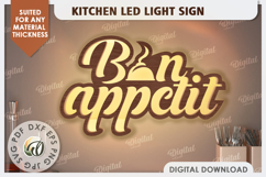 3D Kitchen Led Light Sign Laser Cut. Kitchen Decor SVG Product Image 1