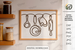 Kitchen Line Art Laser Cut. Wall Decor SVG Product Image 1
