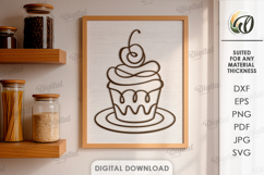 Kitchen Line Art Laser Cut. Wall Decor SVG Product Image 1
