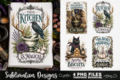 Magic Witchy Kitchen Towels PNG Sublimation Designs 4 Files Product Image 1
