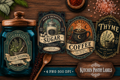 Kitchen Pantry labels, Witchy magic kitchen 4 PNG labels Product Image 1