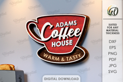 Kitchen Retro Wall Decor Laser Cut. Kitchen Decor SVG Product Image 1