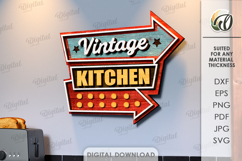 Kitchen Retro Wall Decor Laser Cut. Kitchen Decor SVG Product Image 1