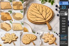 Wooden Kitchen Serving Trays Laser Cut Bundle | Food Board Product Image 1