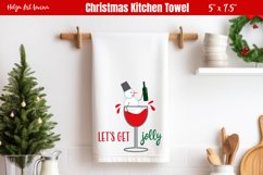 Kitchen Towel Sublimation | Snowman with wine Product Image 1