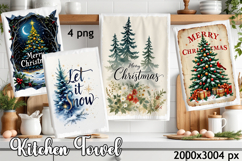 Christmas Kitchen Dish Towel PNG. Snowman Sublimation Product Image 1