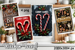 Christmas Kitchen Dish Towel PNG. Snowman Sublimation Product Image 1