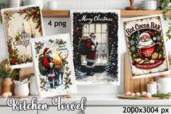Christmas Kitchen Towel Sublimation Design | Santa Claus Product Image 1