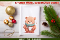 Winter Cozy Bear Sublimation Design for Kitchen Towel des01 Product Image 1