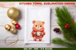 Winter Cozy Bear Sublimation Design for Kitchen Towel des05 Product Image 1