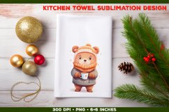 Winter Cozy Bear Sublimation Design for Kitchen Towel des06 Product Image 1