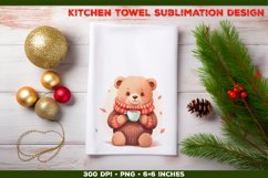 Winter Cozy Bear Sublimation Design for Kitchen Towel des09 Product Image 1