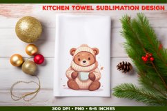 Winter Cozy Bear Sublimation Design for Kitchen Towel des14 Product Image 1