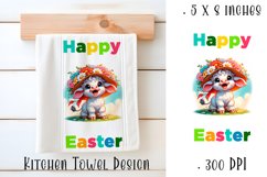 Happy Easter Highland Cow Kitchen Towel Sublimation Design Product Image 1