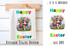 Happy Easter Highland Unicorn Kitchen Towel Sublimation Product Image 1