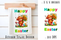 Happy Easter Highland Cow Kitchen Towel Sublimation Design Product Image 1