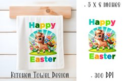 Happy Easter Highland hors Kitchen Towel Sublimation Product Image 1