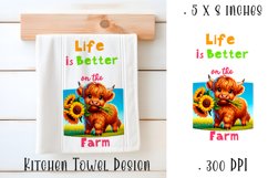 Happy Easter Highland Cow Kitchen Towel Sublimation Design Product Image 1