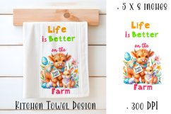 Happy Easter Highland Cow Kitchen Towel Sublimation Design Product Image 1