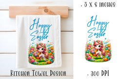 Happy Easter Highland Unicorn Kitchen Towel Sublimation Product Image 1