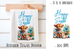 Happy Easter Highland Cow Kitchen Towel Sublimation Design Product Image 1