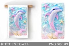 Dolphin Kitchen Towel. Sea Kitchen Towel Design Product Image 1