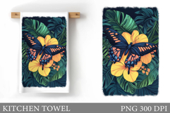 Butterfly Kitchen Towel Design. Butterfly Sublimation Product Image 1
