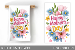 Mother's Day Kitchen Towel. Flowers Kitchen Towel Design Product Image 1