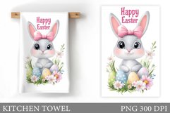 Easter Bunny Kitchen Towel. Bunny Kitchen Towel Sublimation Product Image 1