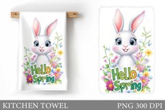 Spring Bunny Kitchen Towel. Spring Kitchen Towel Design Product Image 1