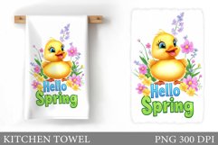Spring Duck Kitchen Towel. Spring Kitchen Towel Sublimation Product Image 1