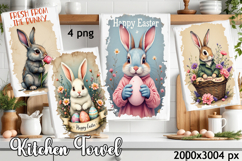 Easter Bunny Kitchen Towel Sublimation Design Product Image 1