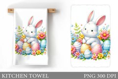 Easter Bunny Kitchen Towel. Bunny Kitchen Towel Sublimation Product Image 1