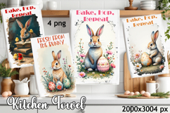Easter Bunny Kitchen Towel Sublimation Design Product Image 1