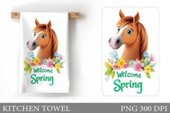 Spring Horse Kitchen Towel. Spring Kitchen Towel Sublimation Product Image 1