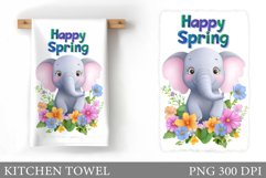 Spring Elephant Kitchen Towel. Spring Kitchen Towel Design Product Image 1