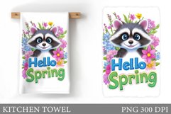 Spring Raccoon Kitchen Towel. Spring Kitchen Towel Design Product Image 1