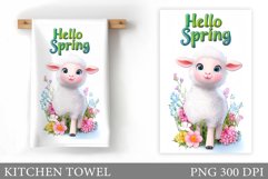 Spring Lamb Kitchen Towel. Spring Kitchen Towel Sublimation Product Image 1