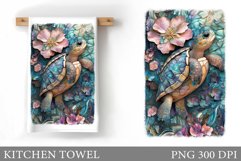 Turtle Kitchen Towel Design. Sea Kitchen Towel Sublimation Product Image 1