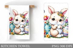 Easter Bunny Kitchen Towel. Bunny Kitchen Towel Sublimation Product Image 1