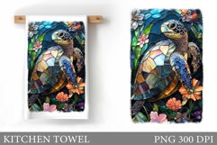 Turtle Kitchen Towel Design. Sea Kitchen Towel Sublimation Product Image 1