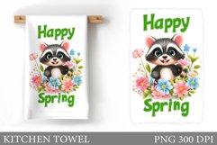 Spring Raccoon Kitchen Towel. Spring Kitchen Towel Design Product Image 1